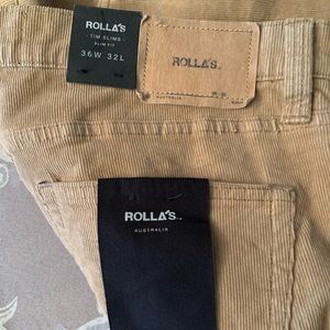 Men’s Rolla’s tan corduroy pants 36/32 NWT